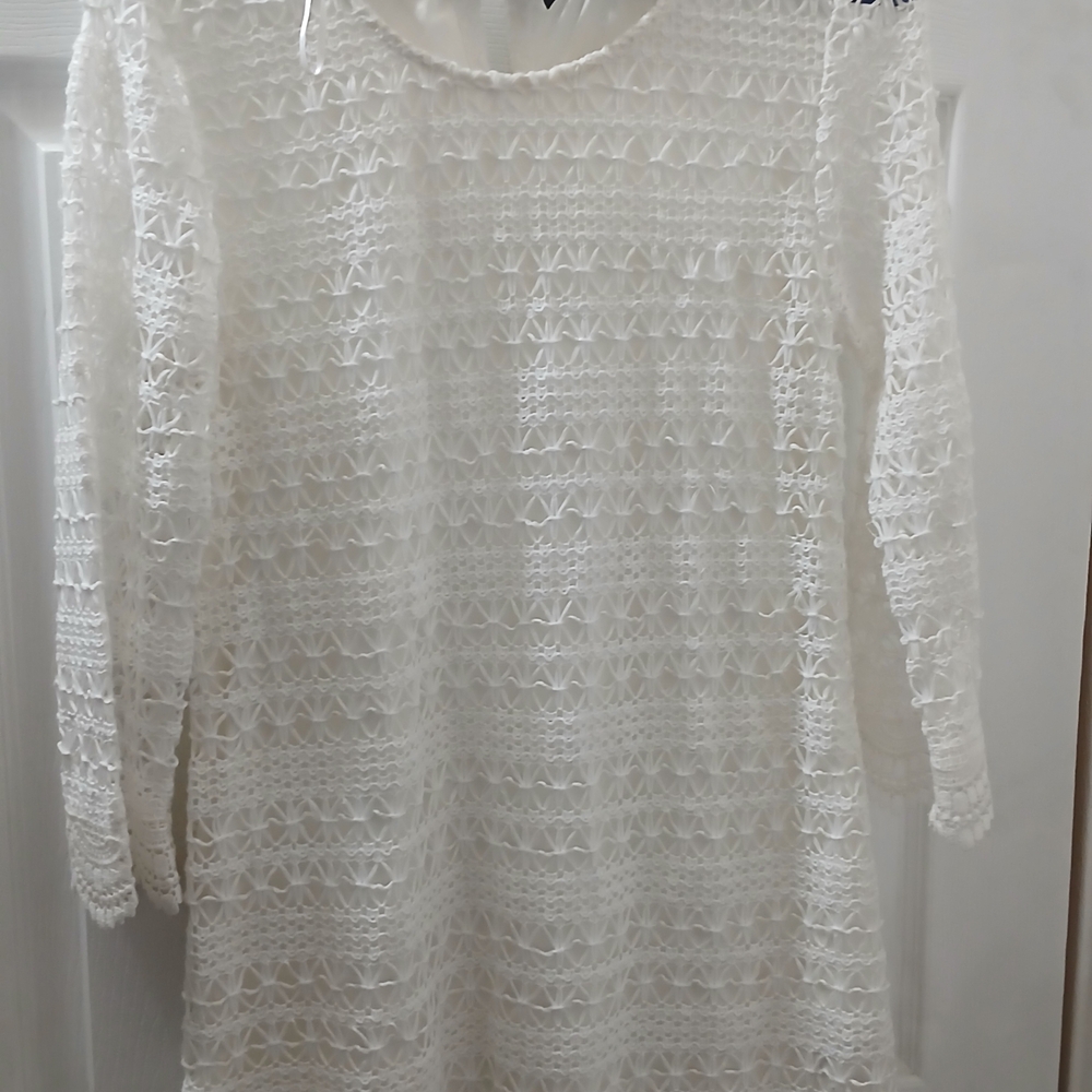 H&M White Long Sleeve Lace Dress